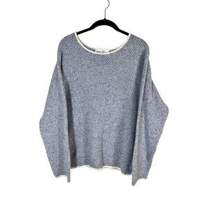 Retro Knit Sweater M Blue Coastal Nautical Preppy Old Money Neutral Classic Chic